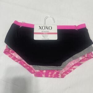 XOXO 3-Pair Women High Brief Style Underwear Panties SMALL, 3 Colors Gray Pink B